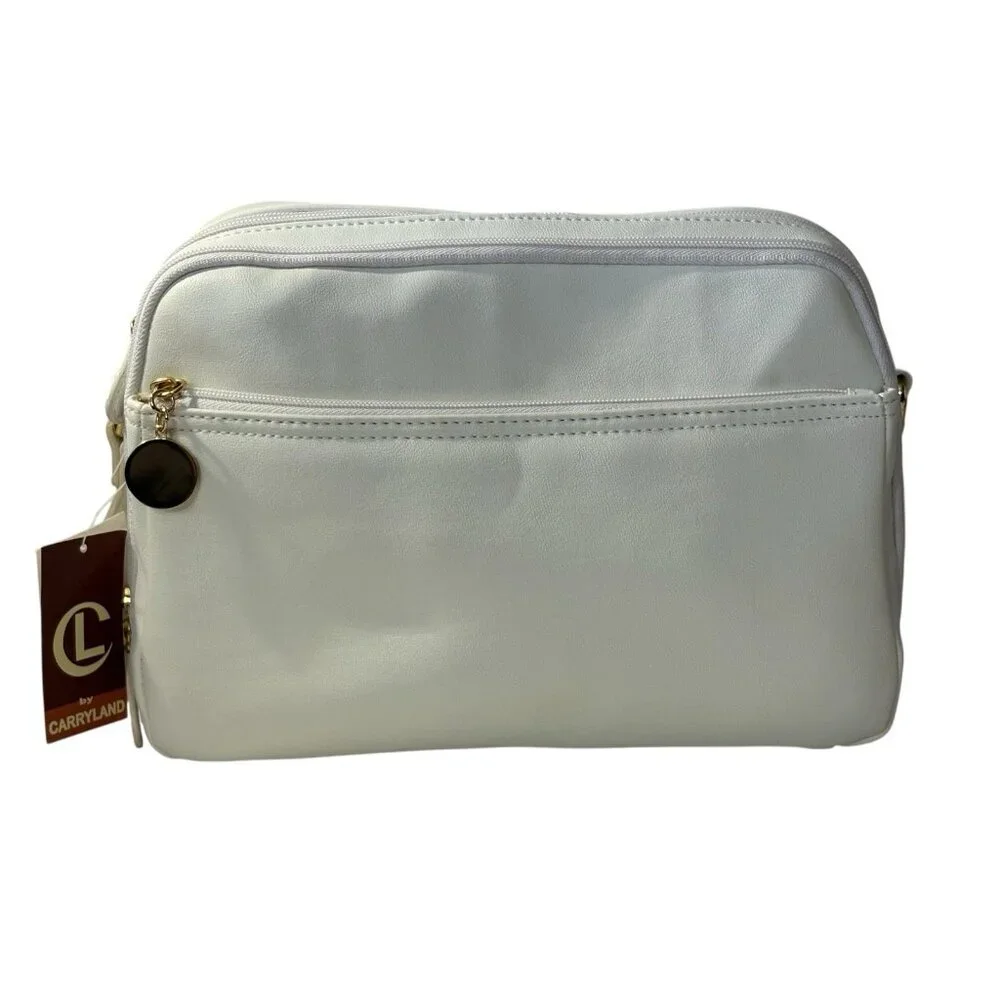 NOS Carryland White Purse Crossbody Bag Vintage w/ Original Tags Zip‎ Close
